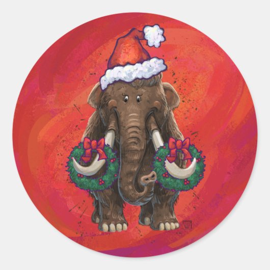 Sticker Rond Mastodon de vacances mignonnes (Devant)