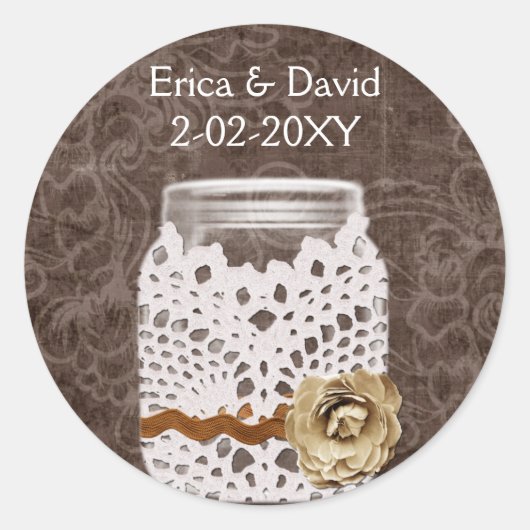 Sticker Rond mât rustique mât mariage phoques (Devant)