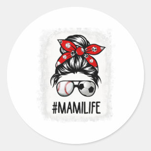 Sticker Rond Match de foot Life Mami Blondie Chignon Désordonné
