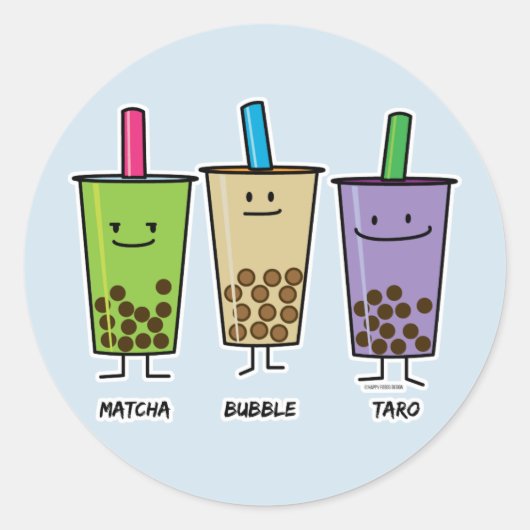 Sticker Rond Matcha boba thé lait de boisson verte Taro tapioca (Devant)