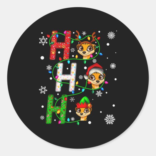 Sticker Rond Matching Christmas Santa Hat Ho Ho Ho Meerkat Anim (Devant)