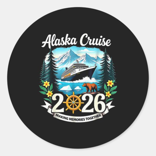 Sticker Rond Matching Family Friends And Group Alaska Cruise 20 (Devant)