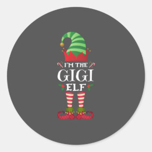 Sticker Rond Matching Family Funny Je suis le Gigi Elf Christma