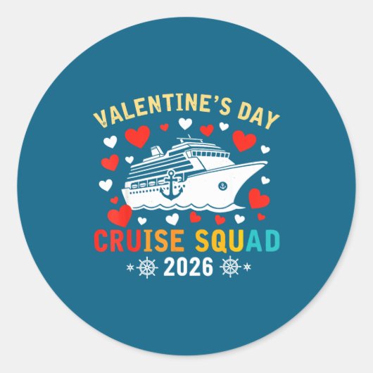 Sticker Rond Matching Valentines Cruise Squad 2026 Cruise Ship  (Devant)