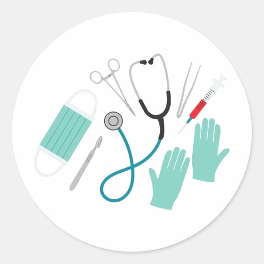 Sticker Rond Matériel de chirurgien (Devant)