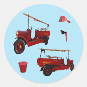 Sticker Rond Matériel vintage de lutte contre les incendies,