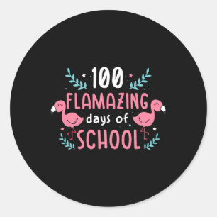 Sticker Rond Maternelle 100 Jours De Flamant rose Scolaire Ense