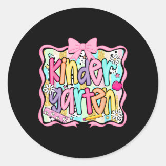 Sticker Rond Maternelle Rentree Scolaire Coquette Nœud Rose Pre