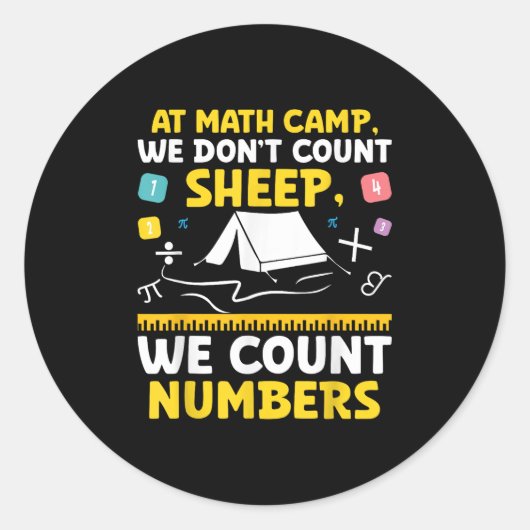 Sticker Rond Math Camp Math Camper Mathematician Camping Mathem (Devant)
