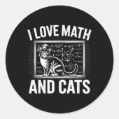 Sticker Rond Math Cat Lover Funny Math Teacher I Love Math And (Devant)