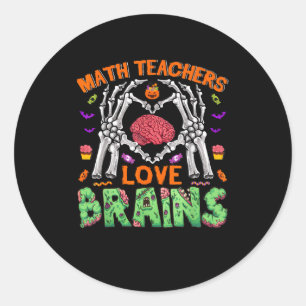 Sticker Rond Math Cerveau Coeur Squelette Main Zombie Halloween