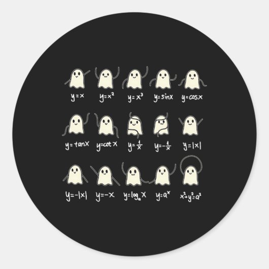 Sticker Rond Math Dance Fantôme Halloween Éffrayant mignon Fant (Devant)