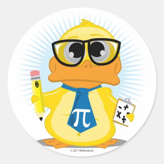Sticker Rond Math Enseignant Canard (Devant)