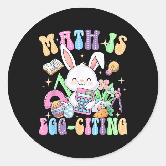 Sticker Rond Math est citant des oeufs Mathématiques enseignant (Devant)
