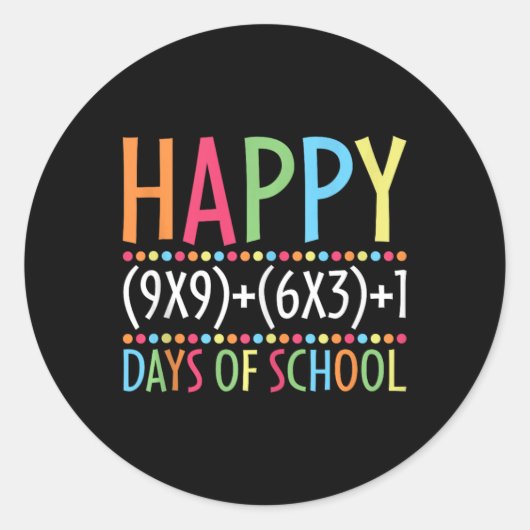 Sticker Rond Math Formula 100 Jours D'École Drôle Enseignant Ma (Devant)