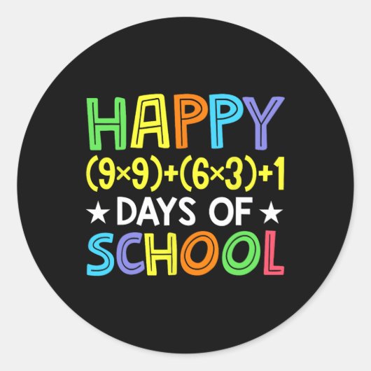 Sticker Rond Math Formula 100 Jours D'École Drôle Enseignant Ma (Devant)