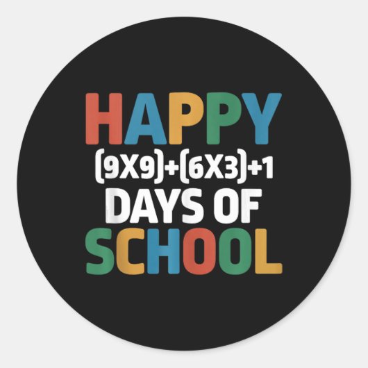 Sticker Rond Math Formula 100 Jours D'École Drôle Enseignant Ma (Devant)