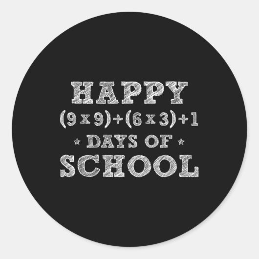 Sticker Rond Math Formula 100 Jours D'École Garçons Filles Thé (Devant)