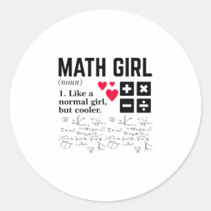 Sticker Rond Math Girl Like a normal girl but glacière
