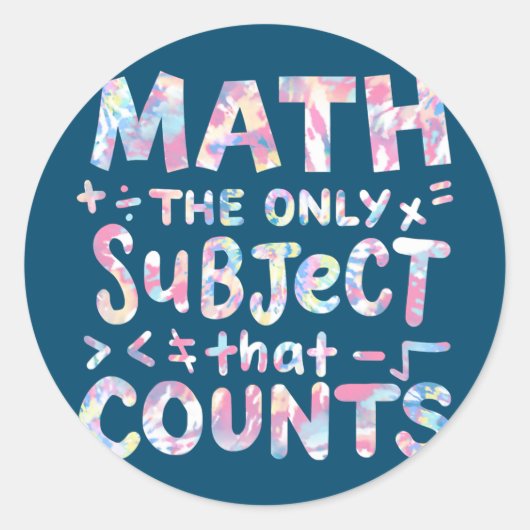 Sticker Rond Math Le Seul Sujet Qui Compte Mathématicien (Devant)