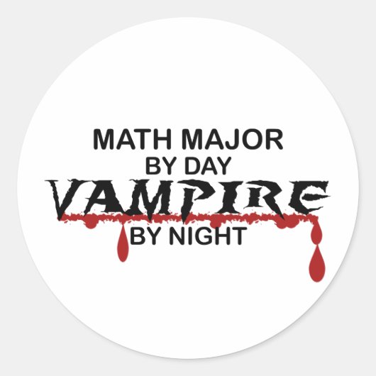 Sticker Rond Math Major Vampire par nuit (Devant)