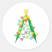 Sticker Rond Math Teacher Comp Christmas Tree Lights School Geo (Devant)