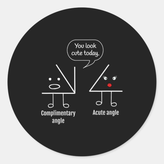 Sticker Rond Math Teacher Tee - Complimentary Acute Angle (Devant)