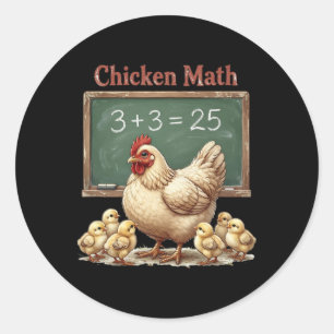 Sticker Rond Mathématiques de poulet Drôle de poule Équation de
