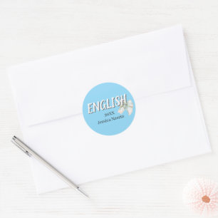 Sticker Rond Matière scolaire de texte simple minimaliste