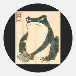 Sticker Rond Matsumoto Hoji Grenouille japonaise Ukiyo-e Mème d