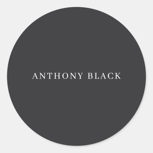 Sticker Rond Matte Black Minimalist Plain Elegant Classical (Devant)