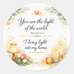 Sticker Rond Matthieu 5:14 Verset Biblique, Décoration de Maiso