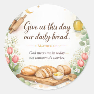 Sticker Rond Matthieu 6:11 Verset Biblique, Décoration Juive Me