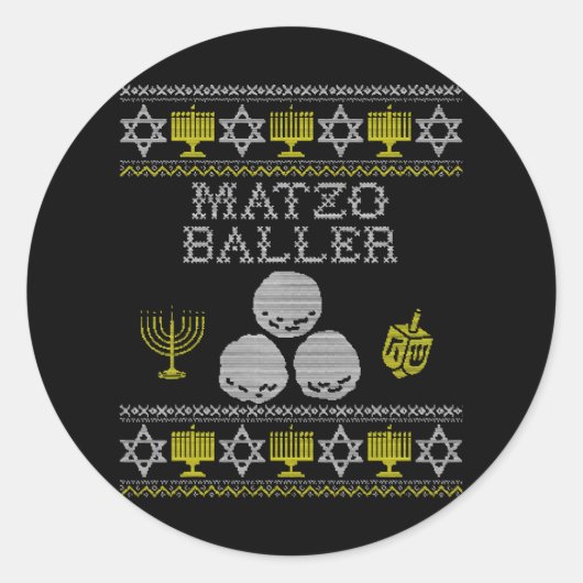 Sticker Rond Matzo Baller Funny Hanoukka s Matzah Balls (Devant)