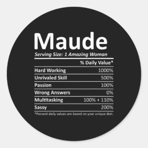 Sticker Rond Maude Nutrition Nom Personnalisé Drôle de Noël