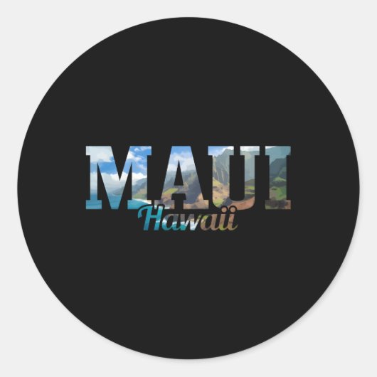 Sticker Rond Maui Hawaii Hawaii Iles Hawaii Surf Surf Surfer (Devant)