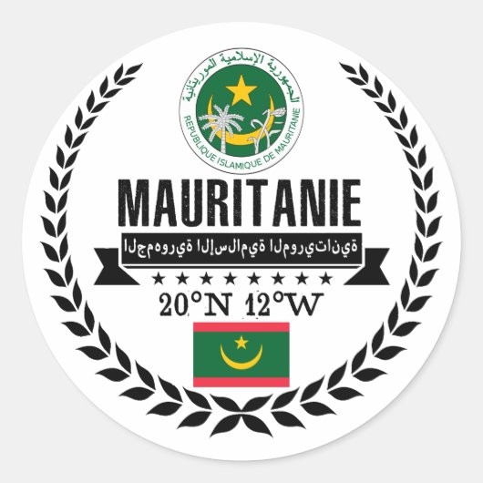 Sticker Rond Mauritanie (Devant)