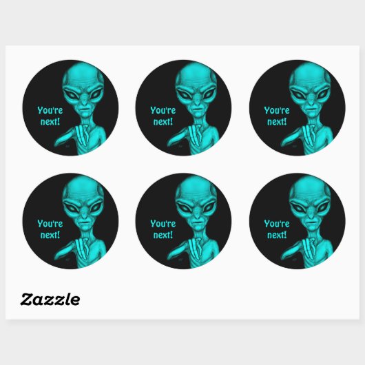 Sticker Rond Mauvais Alien, Tu es le prochain ! (Feuille)