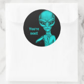 Sticker Rond Mauvais Alien, Tu es le prochain ! (Sac)