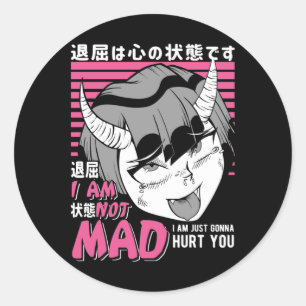 Sticker Rond Mauvais Anime Girl Otaku Angry Manga Devil