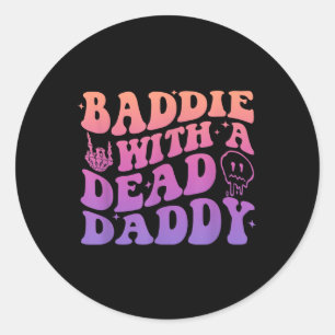 Sticker Rond Mauvais Avec Un Design De Papa Mort