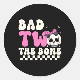 Sticker Rond Mauvais Deux L'Os 2e Anniversaire Filles Éffrayant