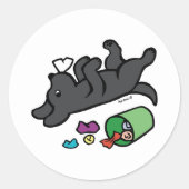 Sticker Rond Mauvais oeil noir du Labrador (Devant)