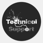 Sticker Rond Mauvaise journée avec support technique (Devant)