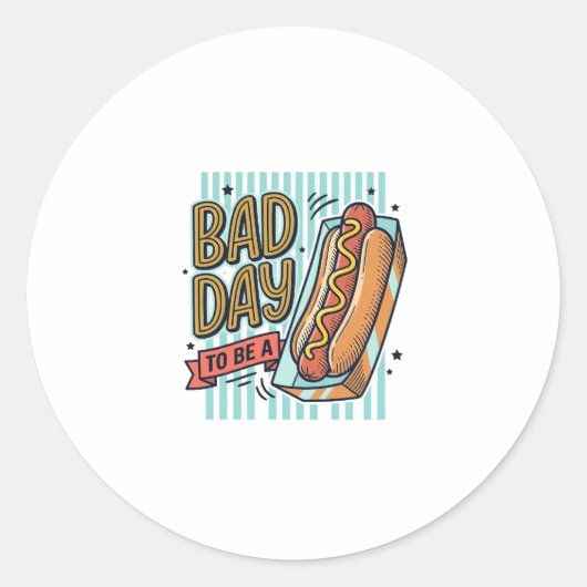 Sticker Rond Mauvaise Journée Hot Dog Retro Vector Conception d (Devant)