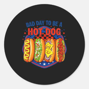 Sticker Rond Mauvaise journée pour être un hot dog - amateur de