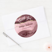 Sticker rond Mauve Agate Merci classique (Enveloppe)