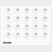 Sticker Rond Mauve Baby shower papillon violet  Merci (Feuille)