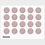 Sticker Rond Mauve Crest Mariage de monogramme moderne (Feuille)