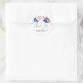 Sticker Rond Mauve et bleu marine floral Merci (Sac)